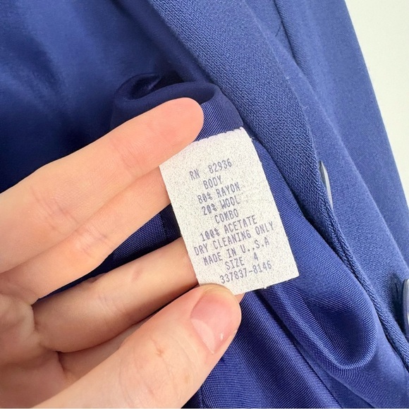 Tailor B. Moss Blazer Dark Blue Women’s Size 4 Made in USA VINTAGE Rayon Wool - Picture 7 of 8